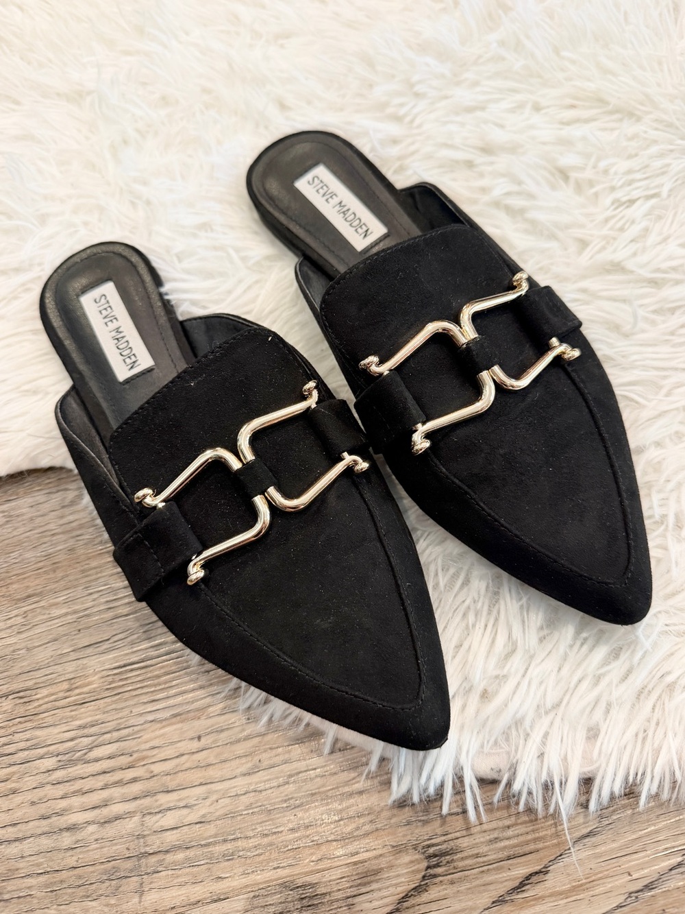 Steve Madden Buckle Pointed Mule Slides Flats 9 Fall Winter